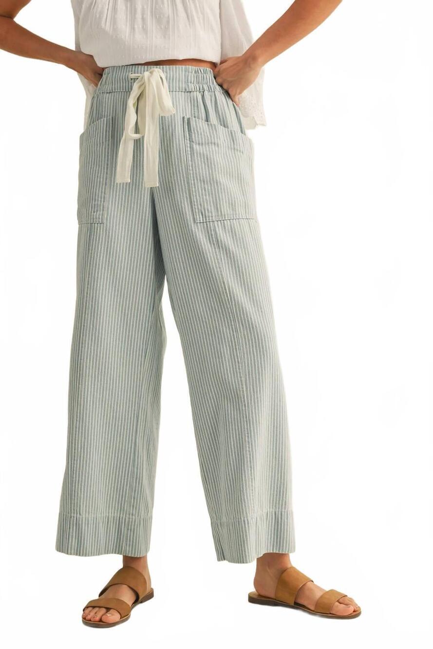 NEW &MERCI striped wide leg pants in blue & white